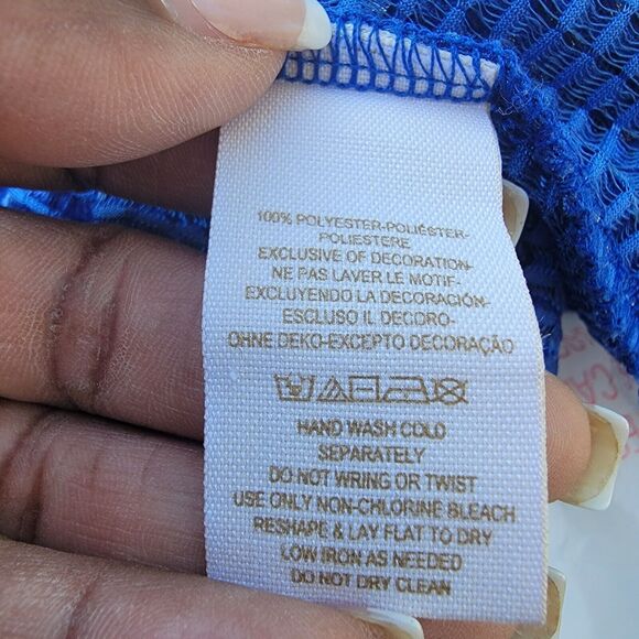 Free People Womens xs blue metallic mesh net like  tank top - Picture 3 of 4